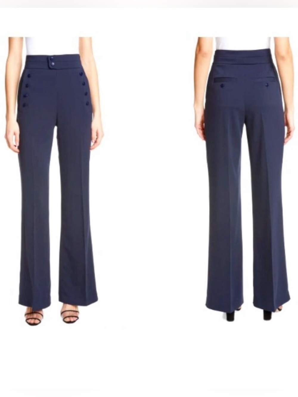 NWT EQUIPMENT Andrae Trouser Button Accent Wide Leg High Rise Color Eclipse 6